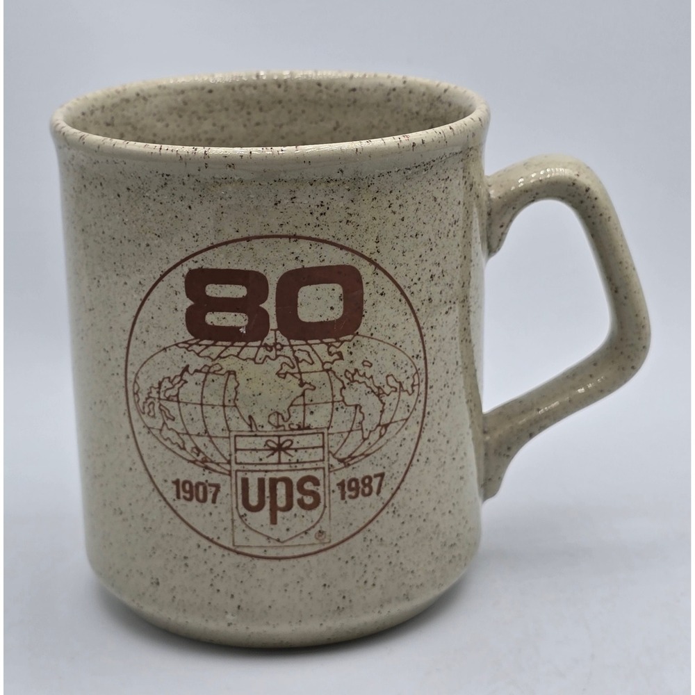 Vintage UPS 80th Anniversary 1907-1987 Speckled Stoneware Mug 80s Collector